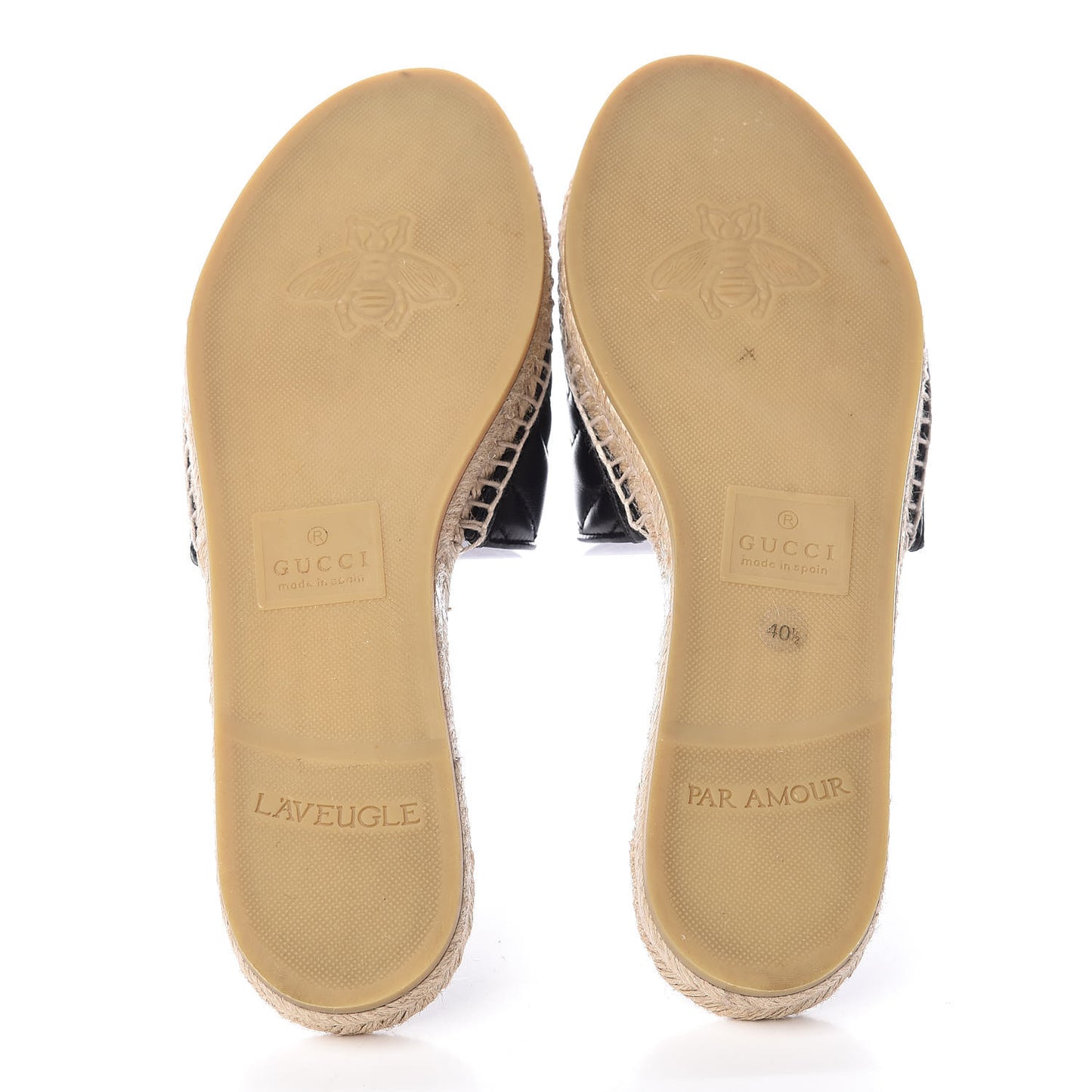 Nappa Matelasse GG Marmont Espadrille Slide Sandals 40.5 Black