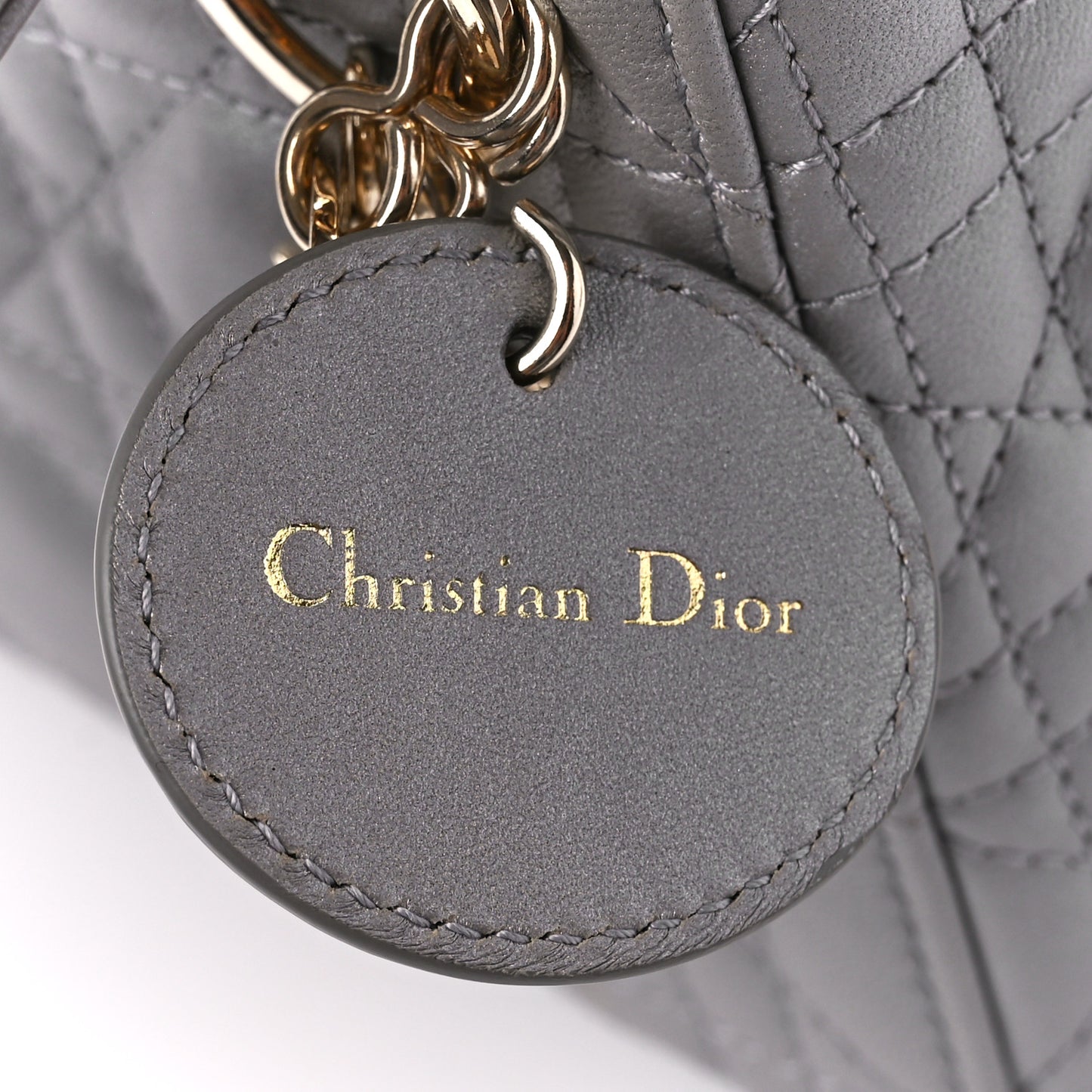 Metallic Lambskin Cannage Mini Lady Dior Grey
