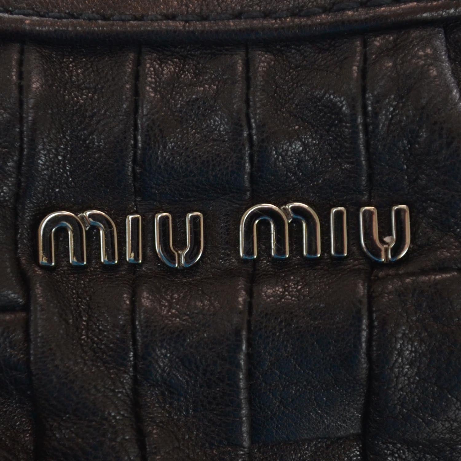 Miu Miu Leather Plisse Hobo Black 5 of 8