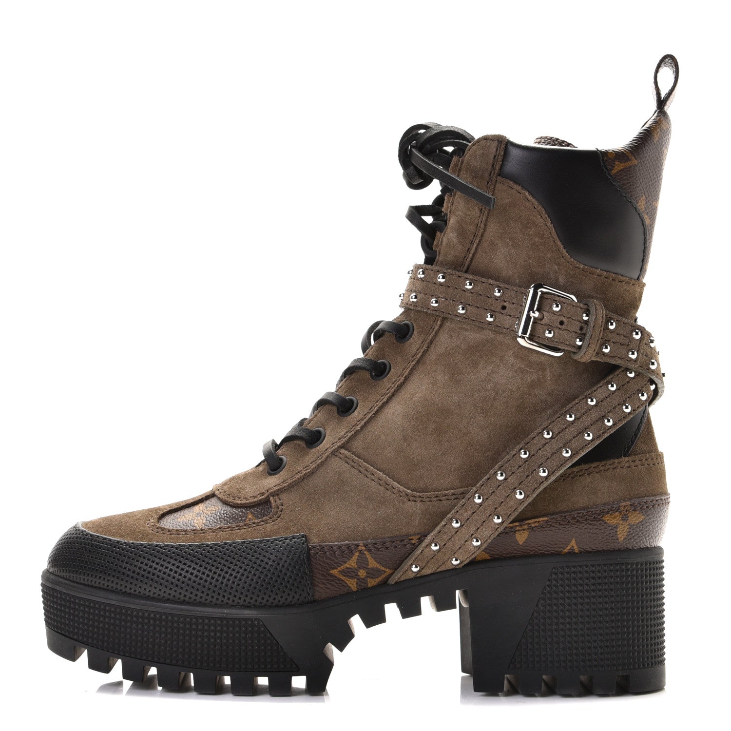 Louis Vuitton Suede Calfskin Monogram Laureate Platform Desert Boots 36.5 Kaki 1 of 9