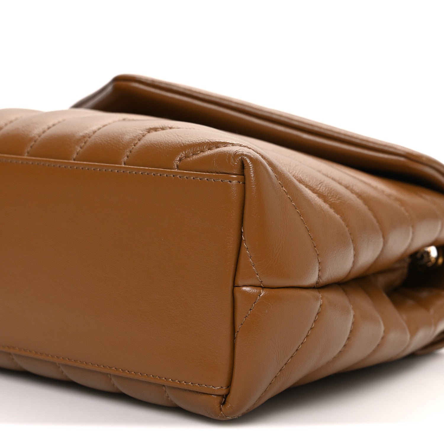 Saint Laurent Calfskin Y Quilted Monogram Small Loulou Chain Satchel Dark Natural 10 of 11