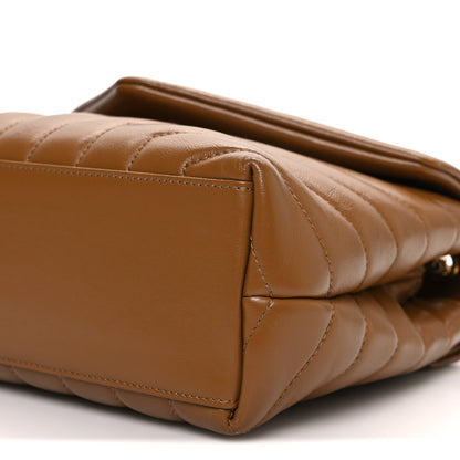Saint Laurent Calfskin Y Quilted Monogram Small Loulou Chain Satchel Dark Natural 10 of 11