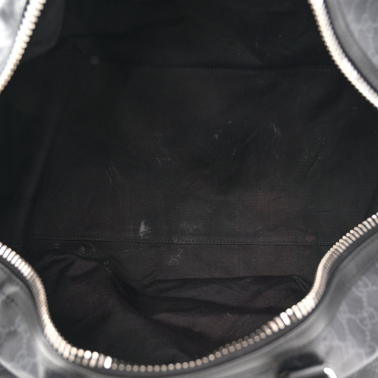 Soft GG Supreme Monogram Appia Calfskin Web Large Carry On Duffle Bag Black Grey