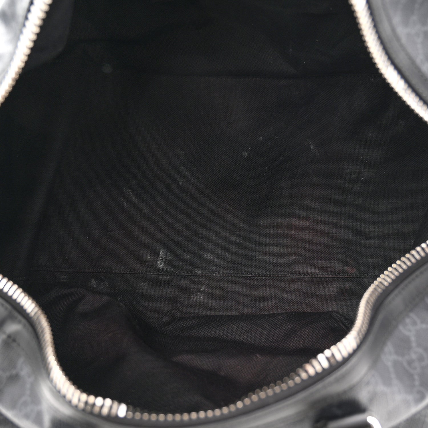 Gucci Soft GG Supreme Monogram Appia Calfskin Web Large Carry On Duffle Bag Black Grey 4 of 9
