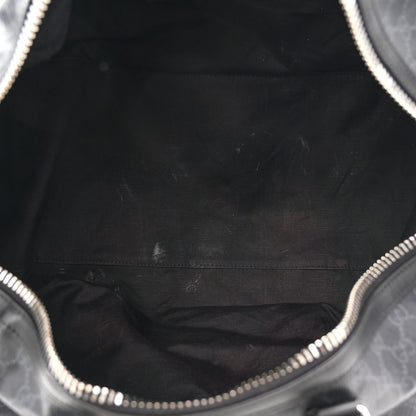 Gucci Soft GG Supreme Monogram Appia Calfskin Web Large Carry On Duffle Bag Black Grey 4 of 9