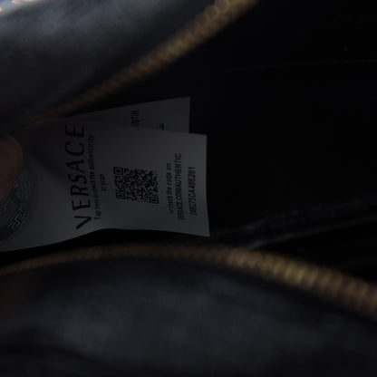 Versace Grained Calfskin 90's Logo Belt Bag Black 9 of 9