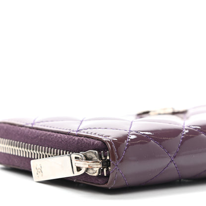 Chanel Patent Quilted Brilliant Zip Around Wallet Purple 9 of 11