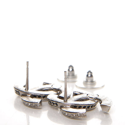 Chanel Crystal CC Earrings Silver Black 3 of 4