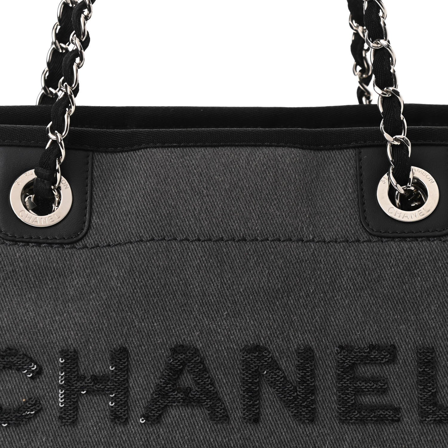 Chanel Canvas Sequin Small Deauville Tote Charcoal 8 of 10
