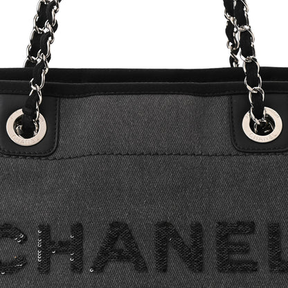 Chanel Canvas Sequin Small Deauville Tote Charcoal 8 of 10