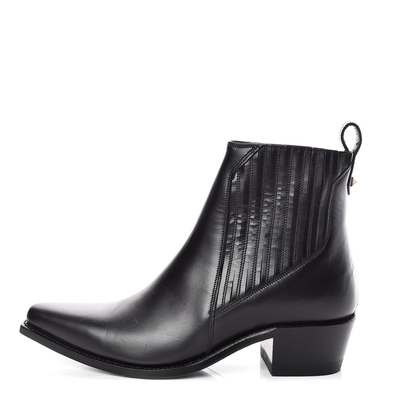 Valentino Garavani Calfskin Ranch 40mm Ankle Boots 37 Black 1 of 8