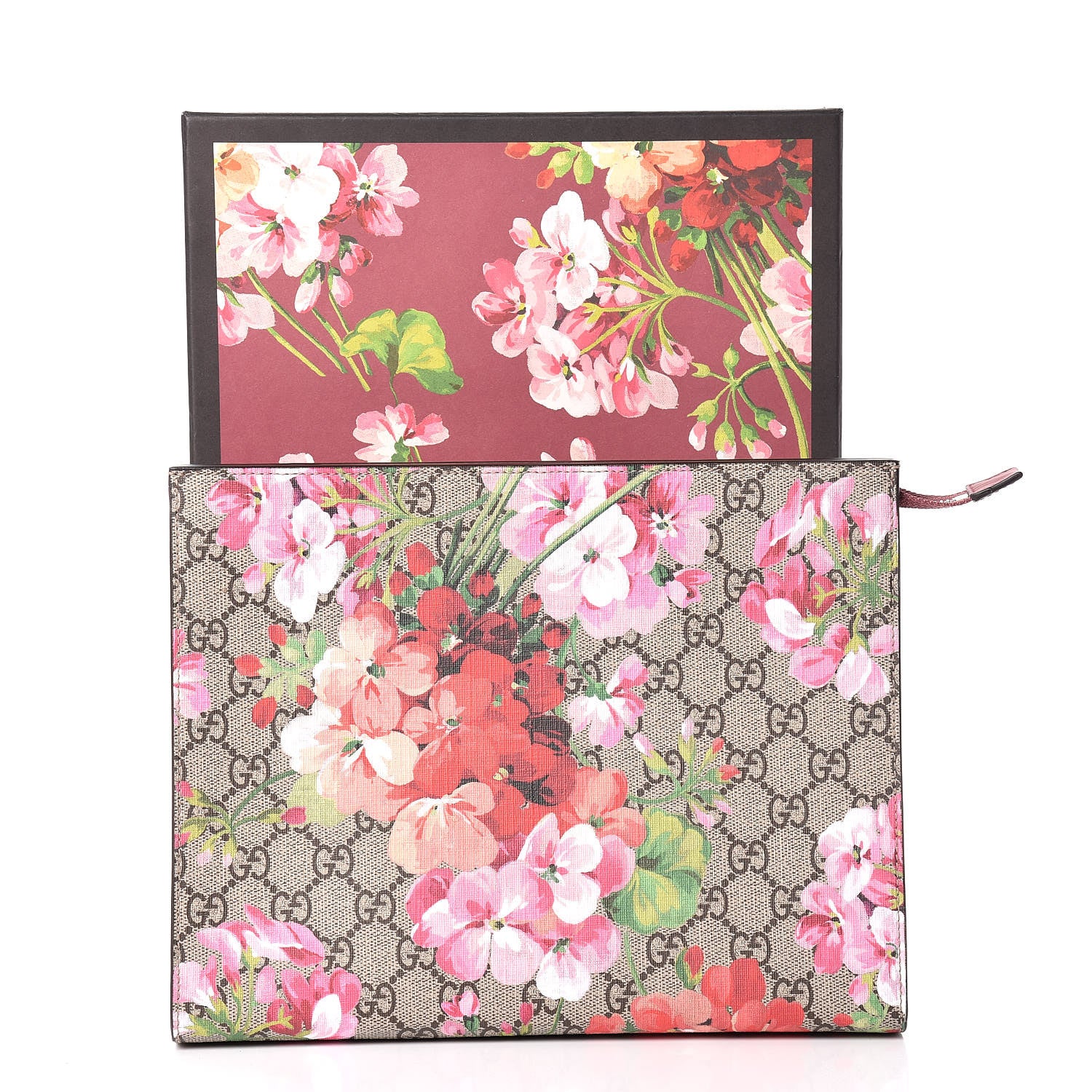 Gucci GG Supreme Monogram Blooms Large Cosmetic Case Beige Multicolor Dry Rose 12 of 12