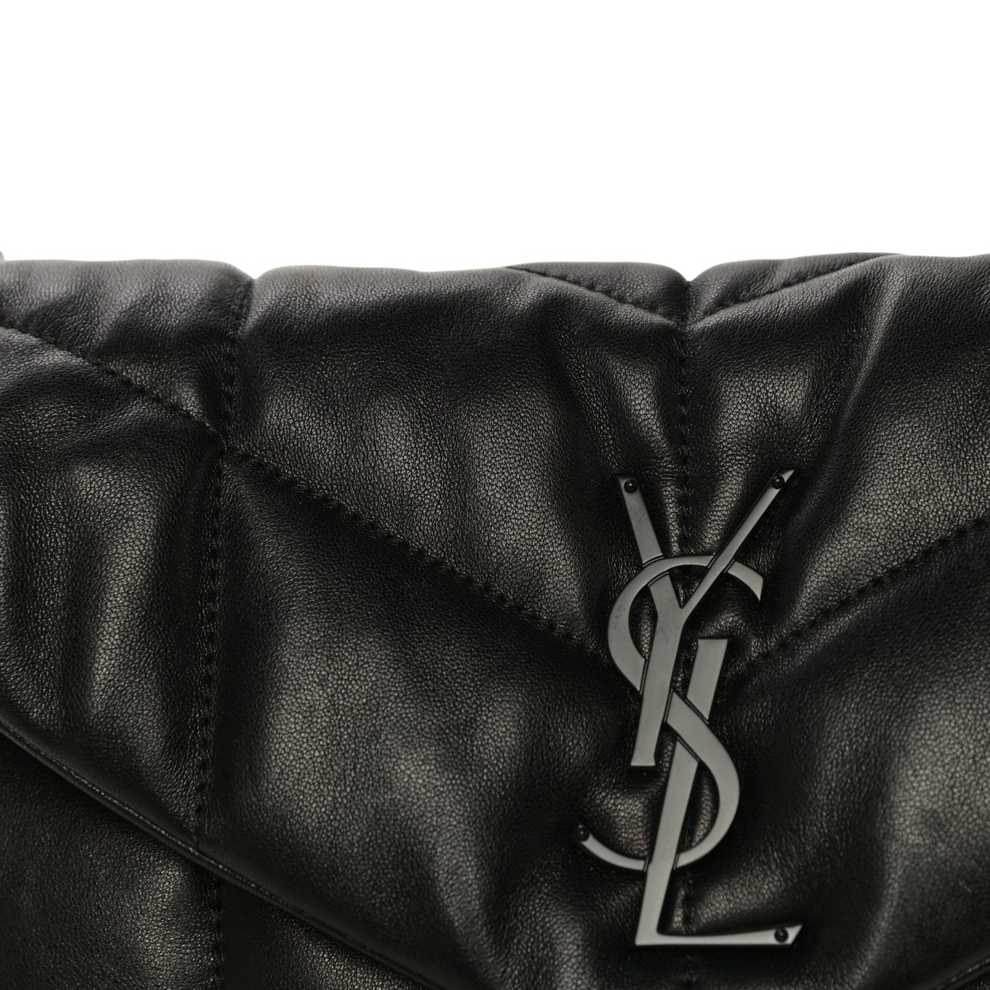 Lambskin Quilted Small Loulou Puffer Monogram Chain Satchel Black
