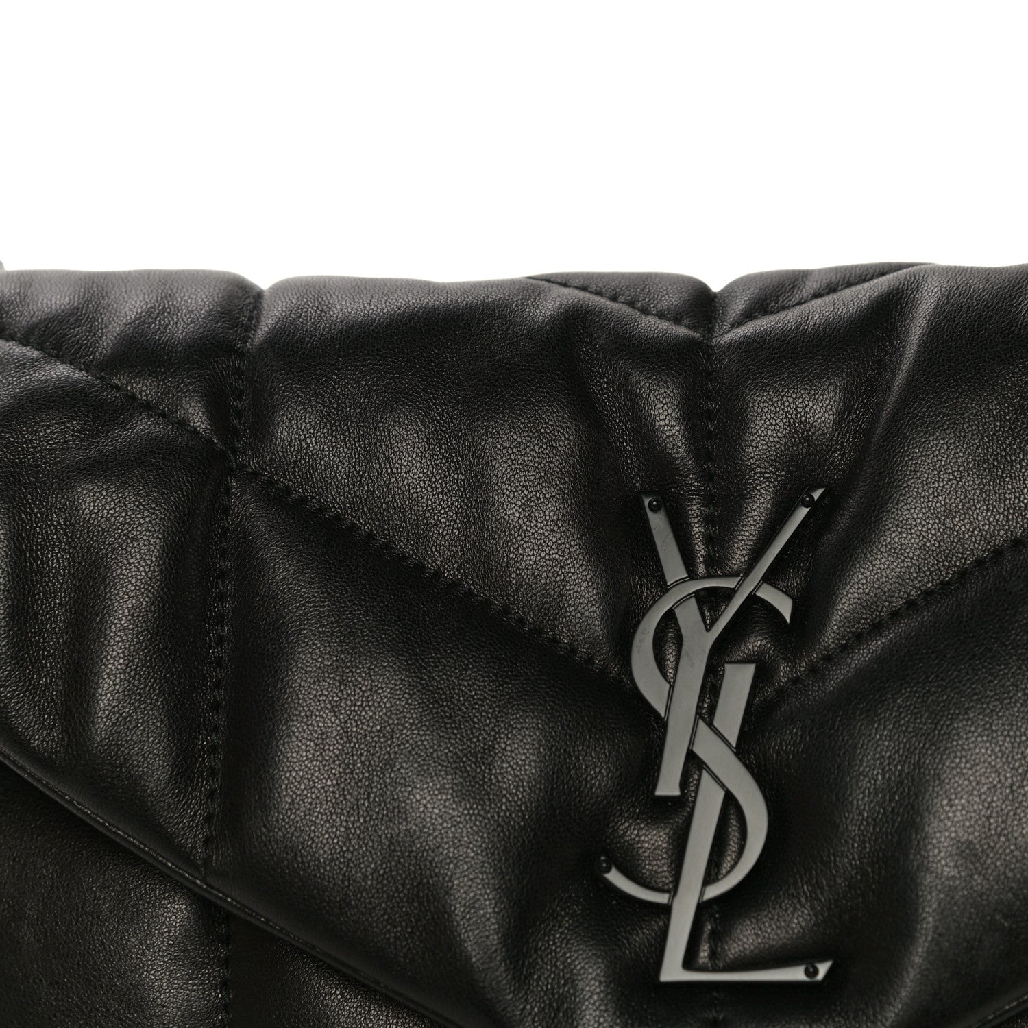 Saint Laurent Lambskin Quilted Small Loulou Puffer Monogram Chain Satchel Black 13 of 14