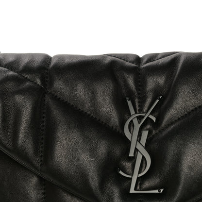 Saint Laurent Lambskin Quilted Small Loulou Puffer Monogram Chain Satchel Black 13 of 14