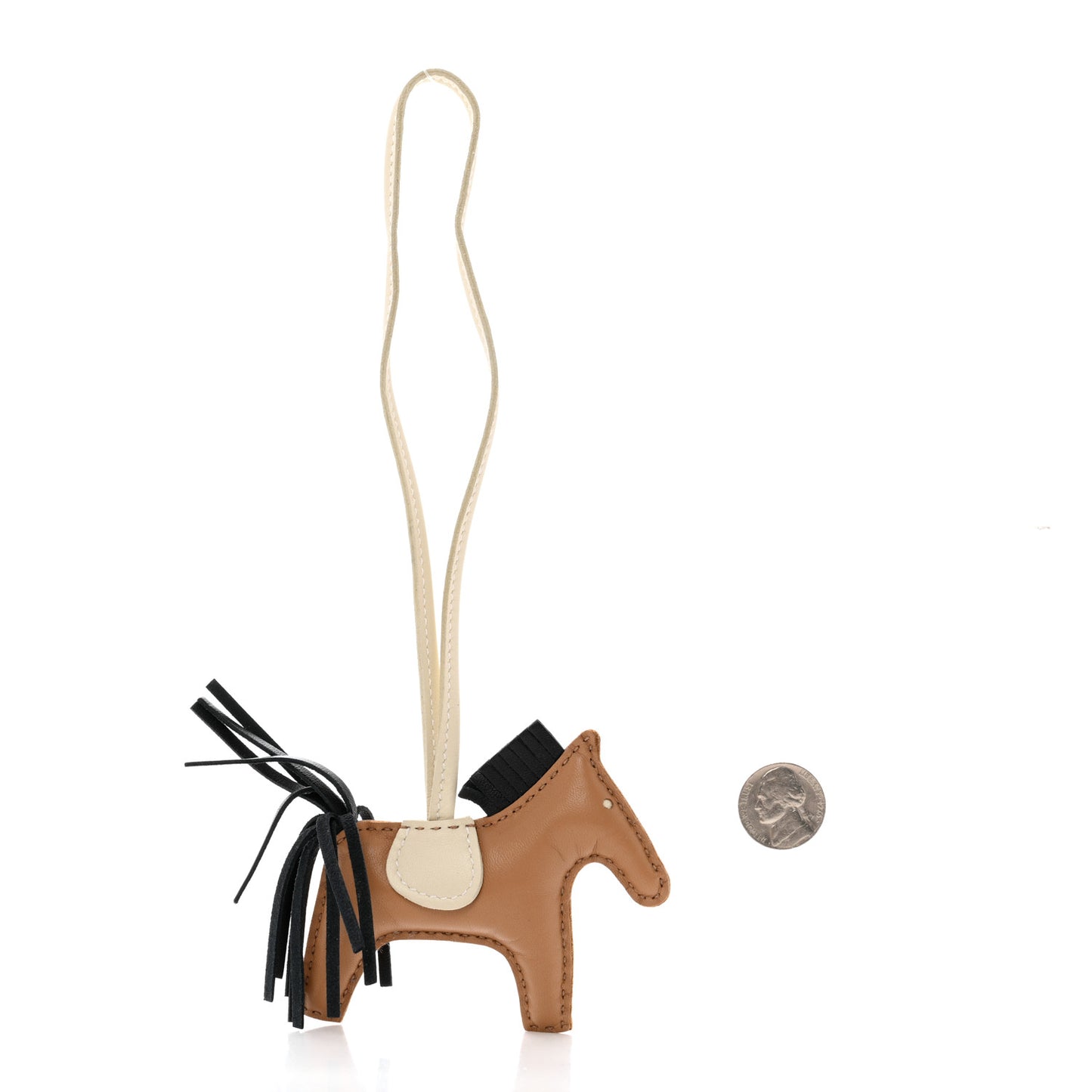 Milo Lambskin Grigri Rodeo Bag Charm PM Chai Black Craie
