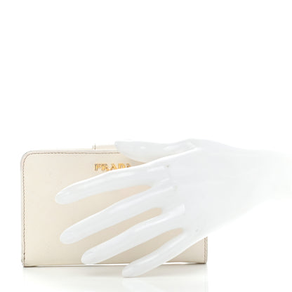 Prada Saffiano Metal Compact Wallet Talco 2 of 24