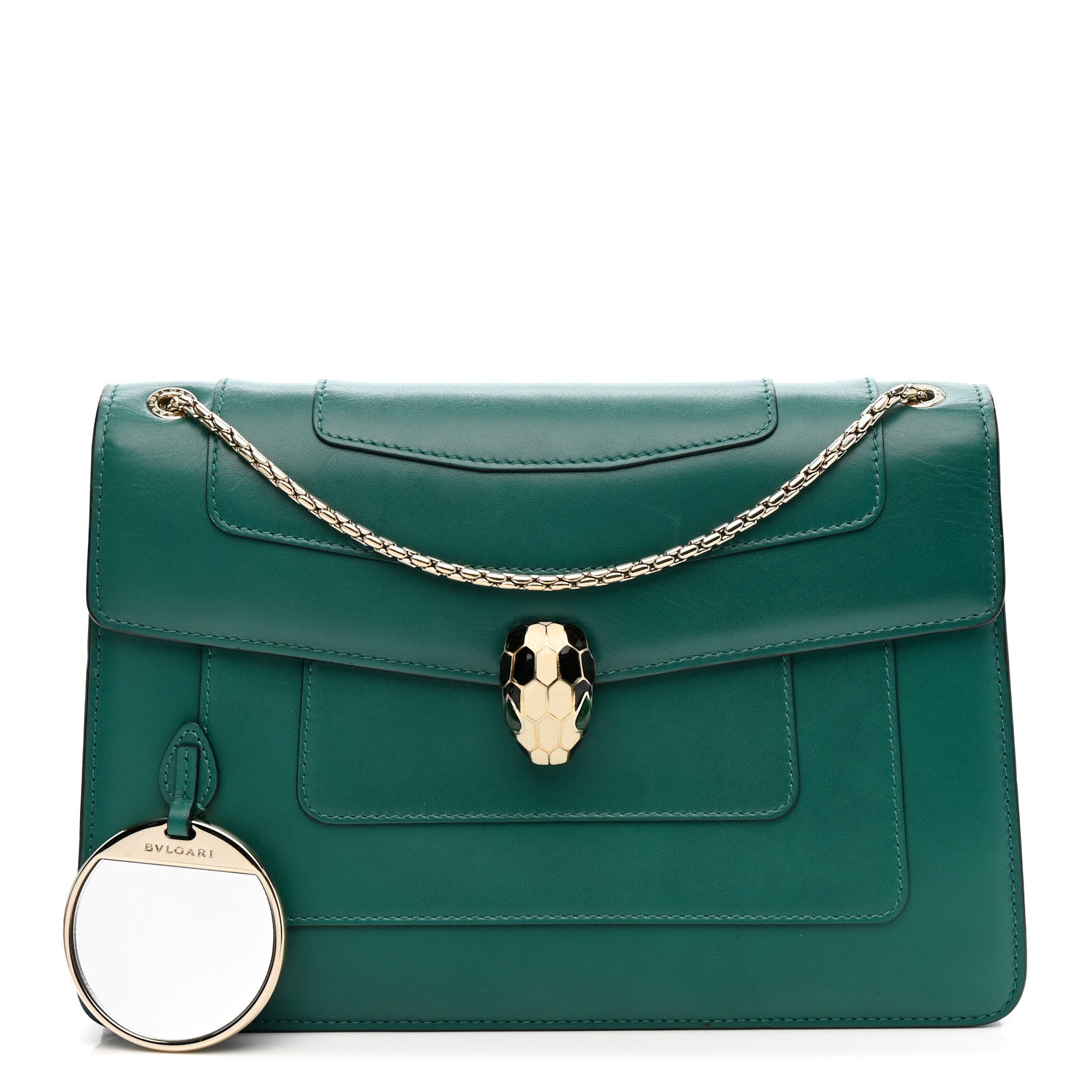 Bulgari Calfskin Serpenti Forever Shoulder Bag Emerald Green 3 of 16
