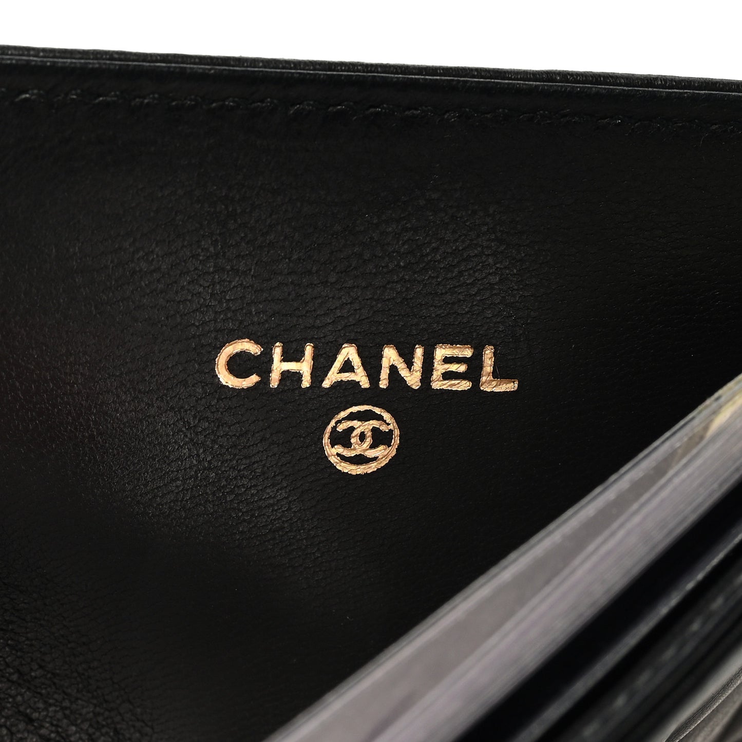 Lambskin Chocolate Bar Quilted Card Holder Wallet Black
