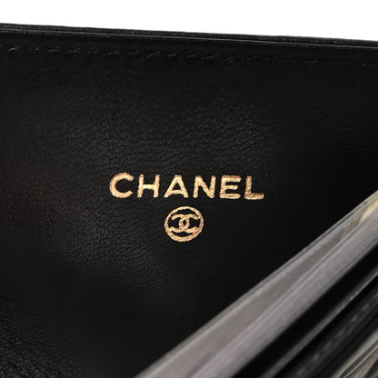 Chanel Lambskin Chocolate Bar Quilted Card Holder Wallet Black 6 of 7