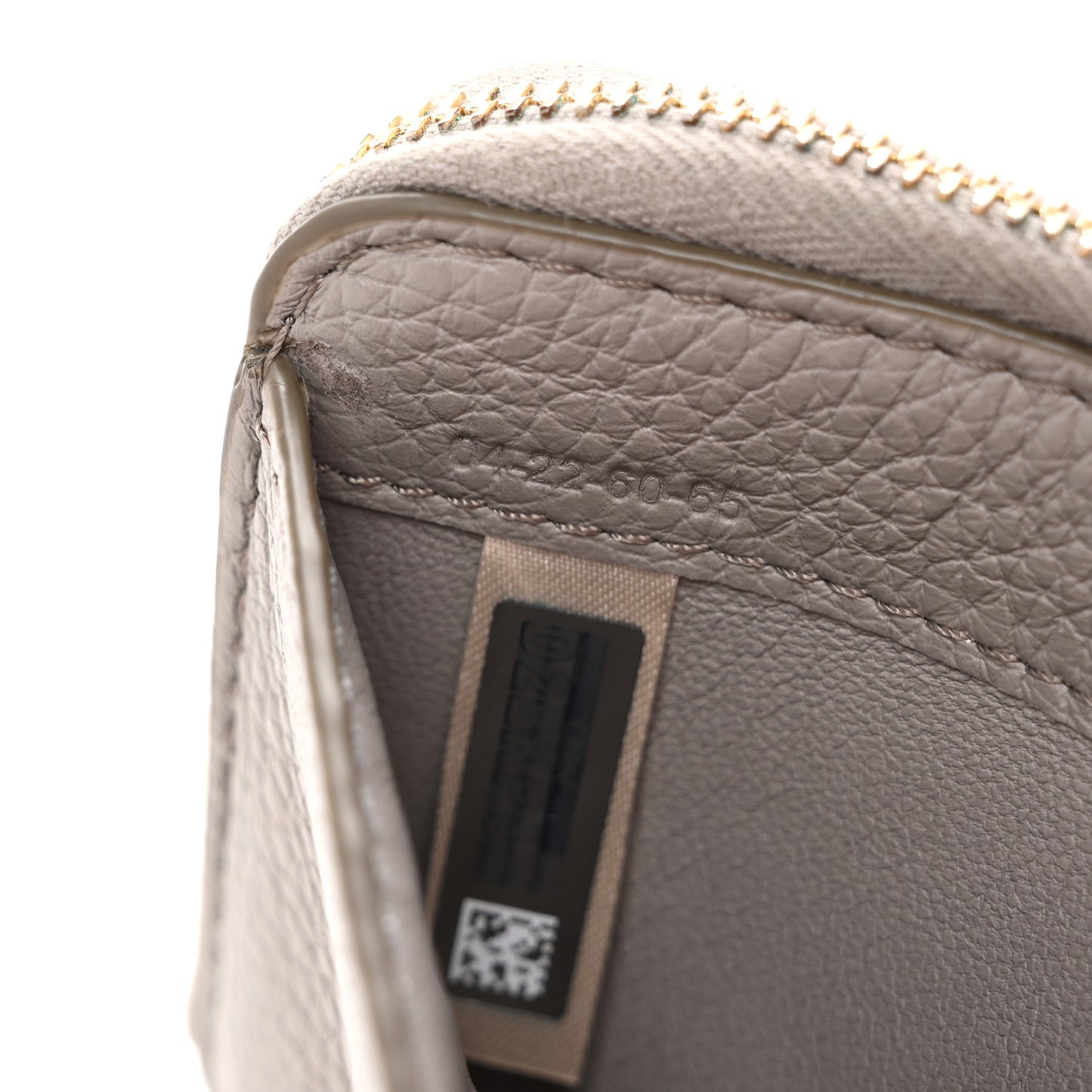 Grained Calfskin Medium Marcie Zip Card Holder Cashmere Grey
