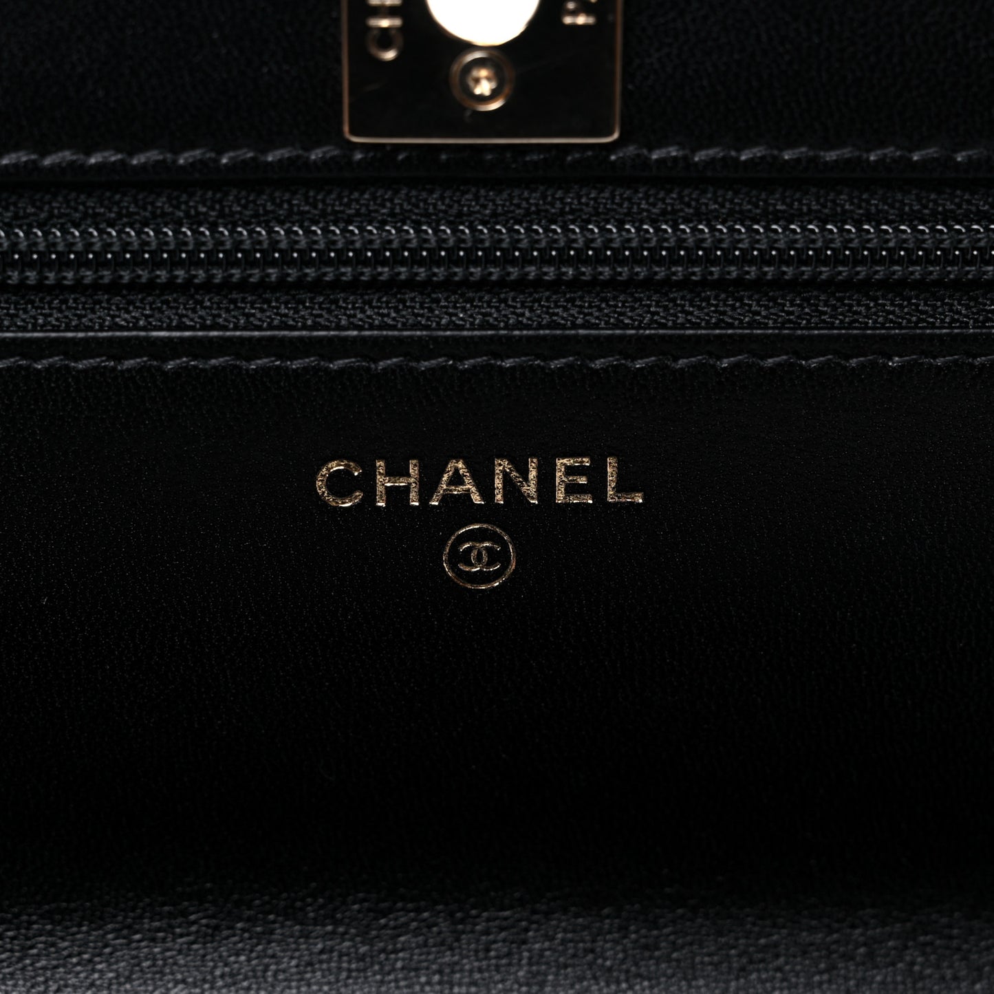 Lambskin Quilted Trendy CC Wallet On Chain WOC Black