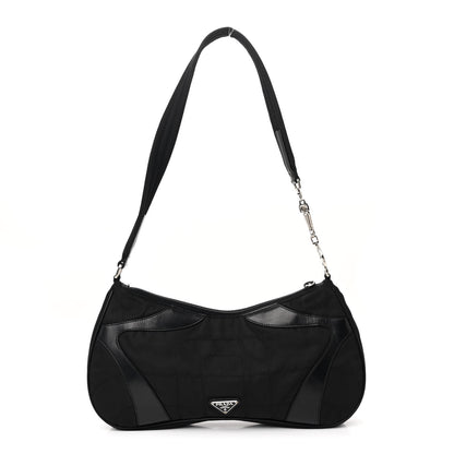Prada Tessuto Nylon Soft Calfskin Shoulder Bag Black 1 of 13
