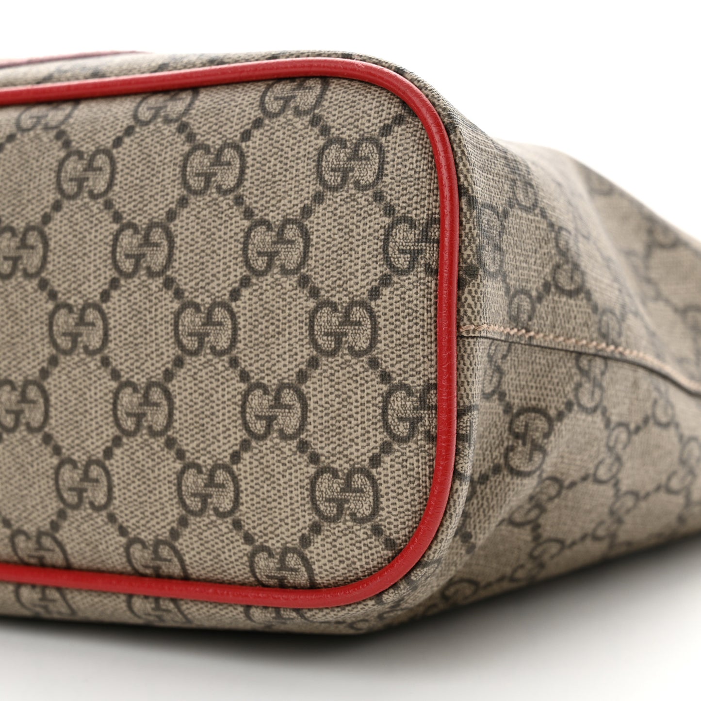 Soft GG Supreme Monogram Web Bosco Patch Small Crossbody Tote Beige Malva Hibiscus Red