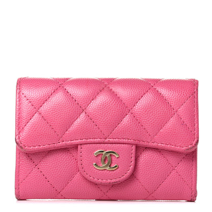 Chanel Caviar Quilted Flap Card Holder Wallet Pink 2 of 11