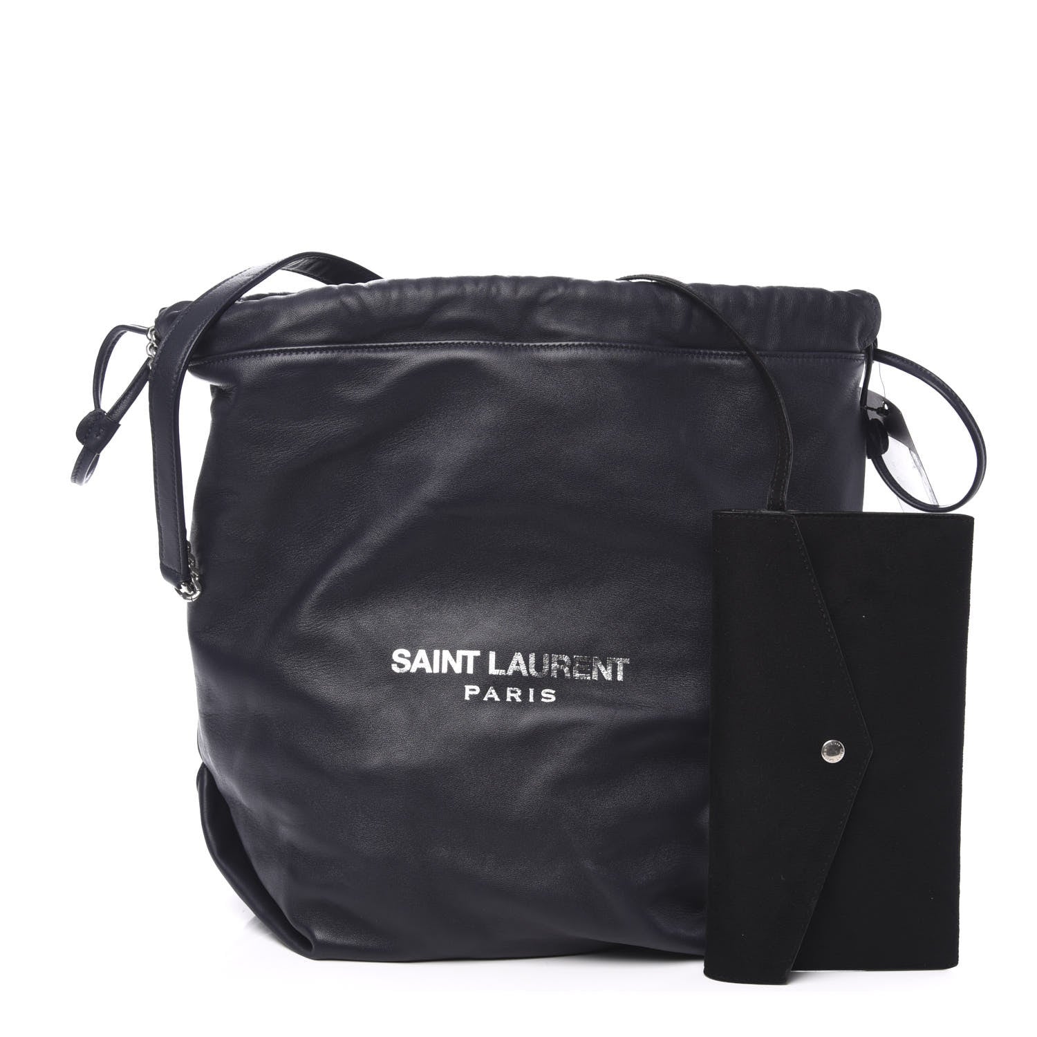 Saint Laurent Lambskin Teddy Drawstring Bag Dark Notte 3 of 11