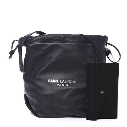 Saint Laurent Lambskin Teddy Drawstring Bag Dark Notte 3 of 11
