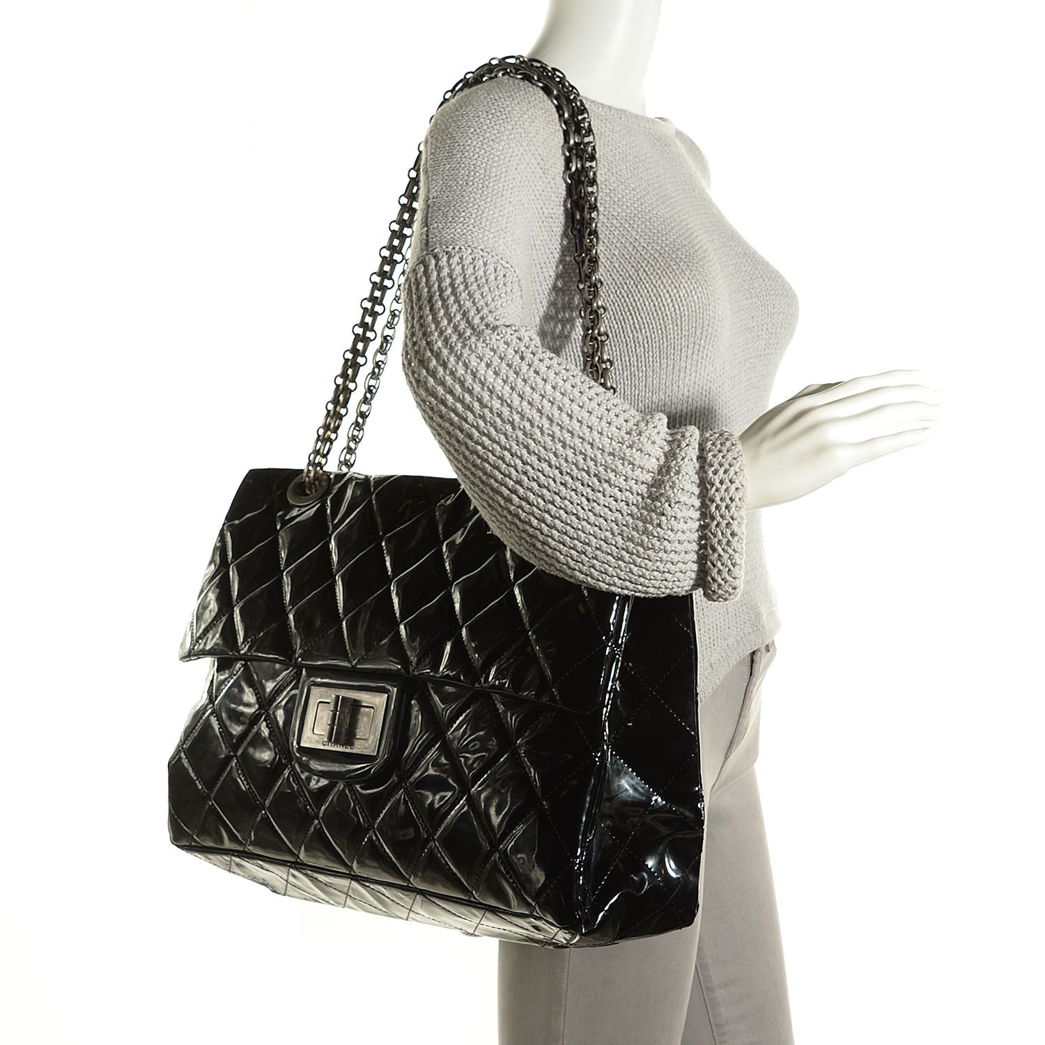 Chanel Vinyl Quilted XXL Reissue Flap Black 2 of 8