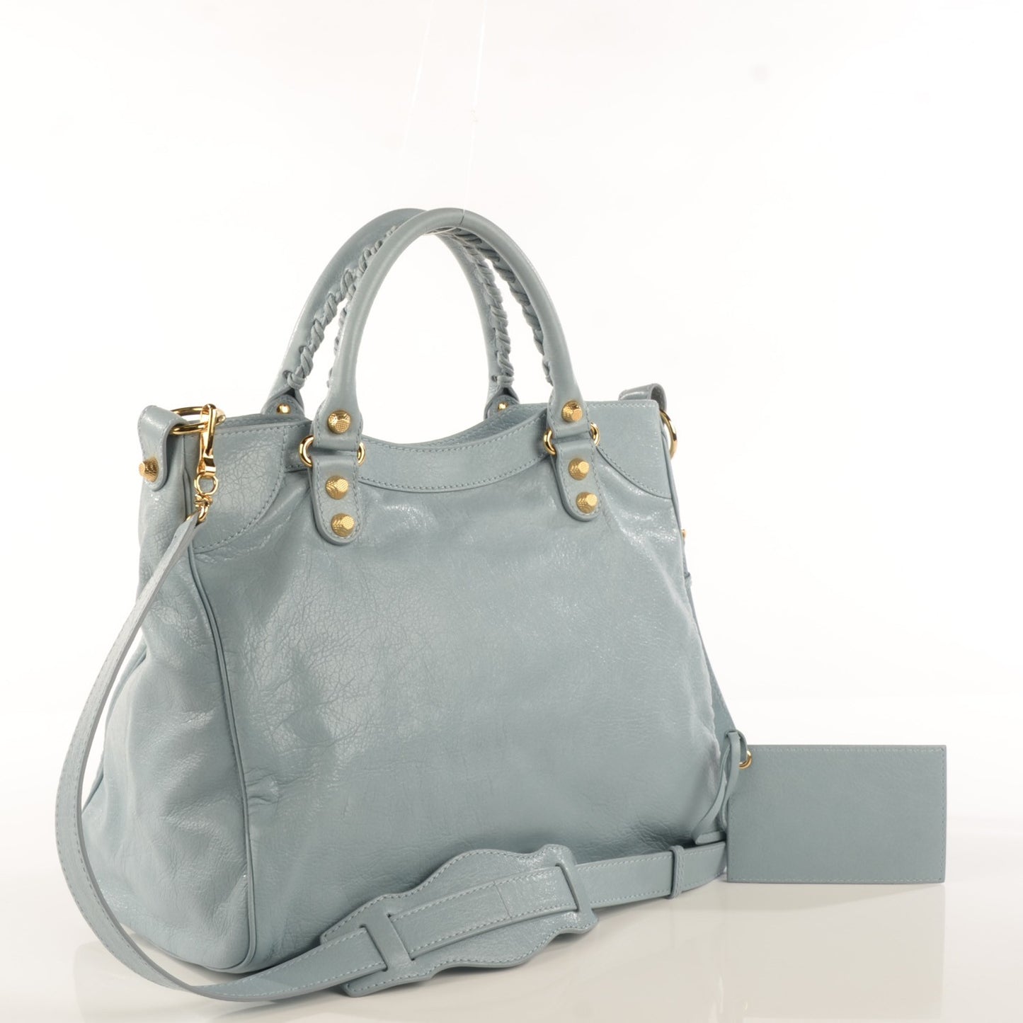 Agneau Giant 12 Gold Hardware Velo Bleu Opaline