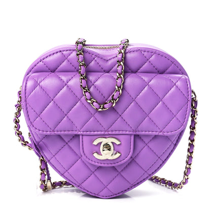 Chanel Lambskin Quilted CC In Love Heart Bag Purple 1 of 12