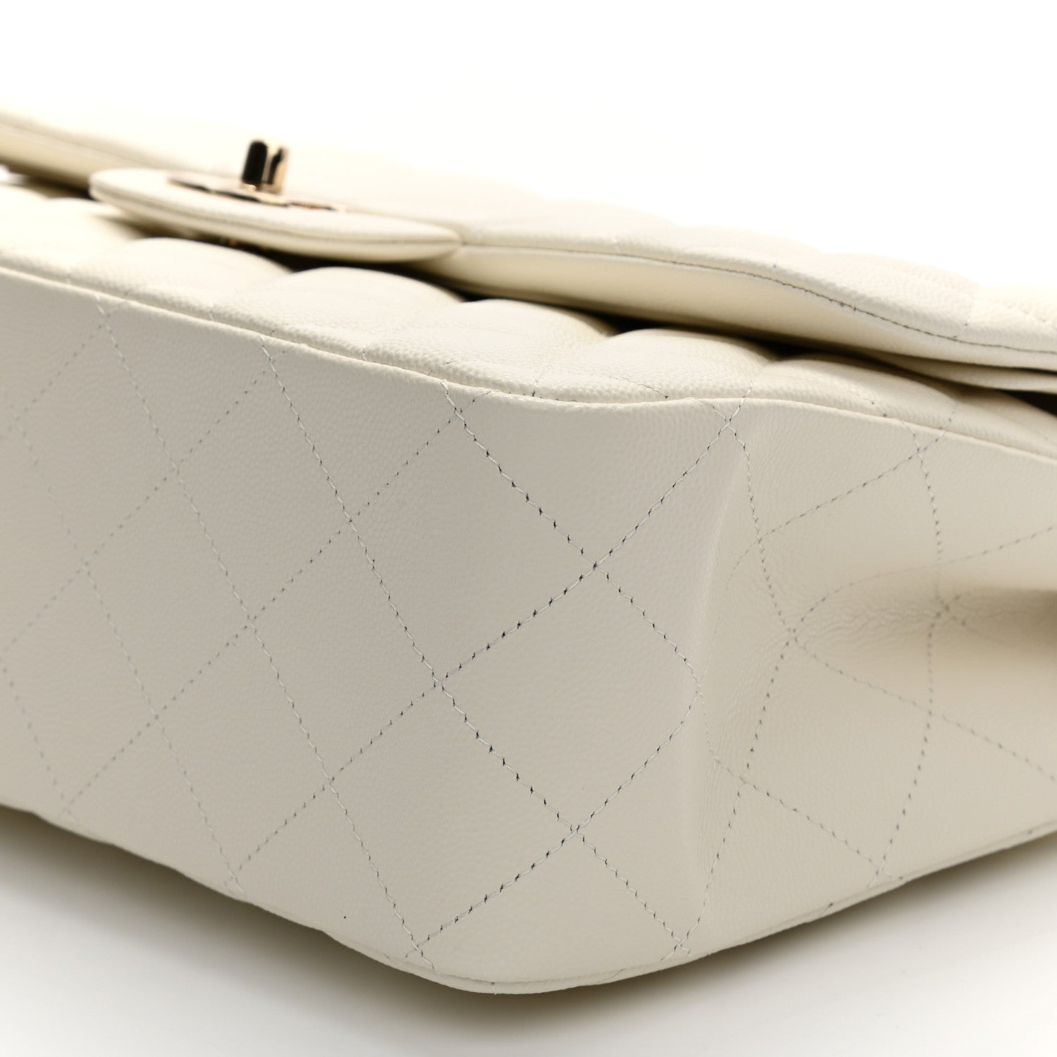 Chanel Caviar Quilted Jumbo Double Flap White 10 of 10