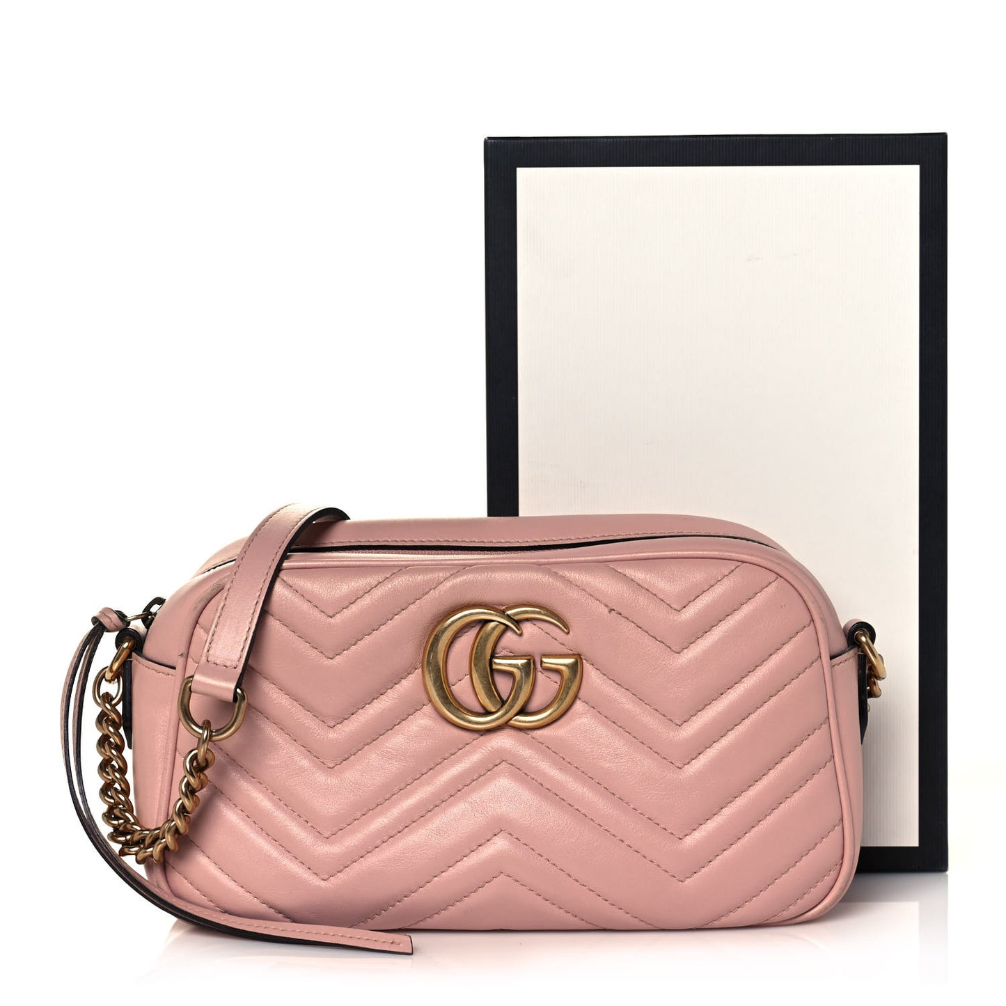 Calfskin Matelasse Small GG Marmont Chain Shoulder Bag Perfect Pink
