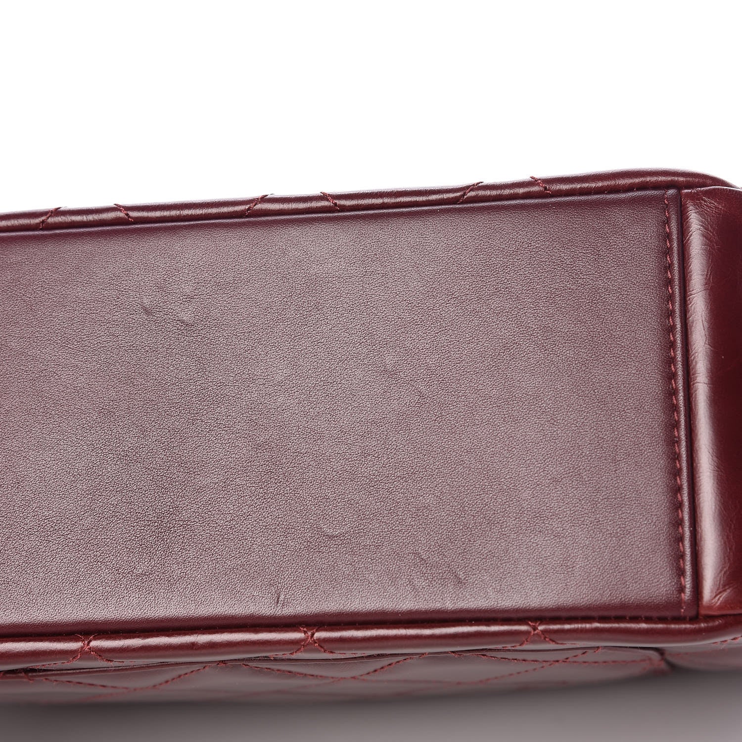 Chanel Calfskin Quilted Medium Gold Bar Top Handle Flap Burgundy 11 of 12