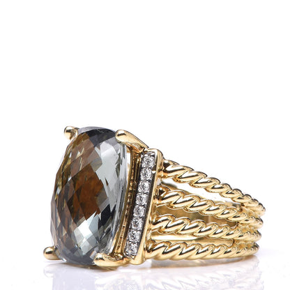 David Yurman 18K Yellow Gold Diamond Prasiolite 16mm Wheaton Ring 52 6 10 of 11