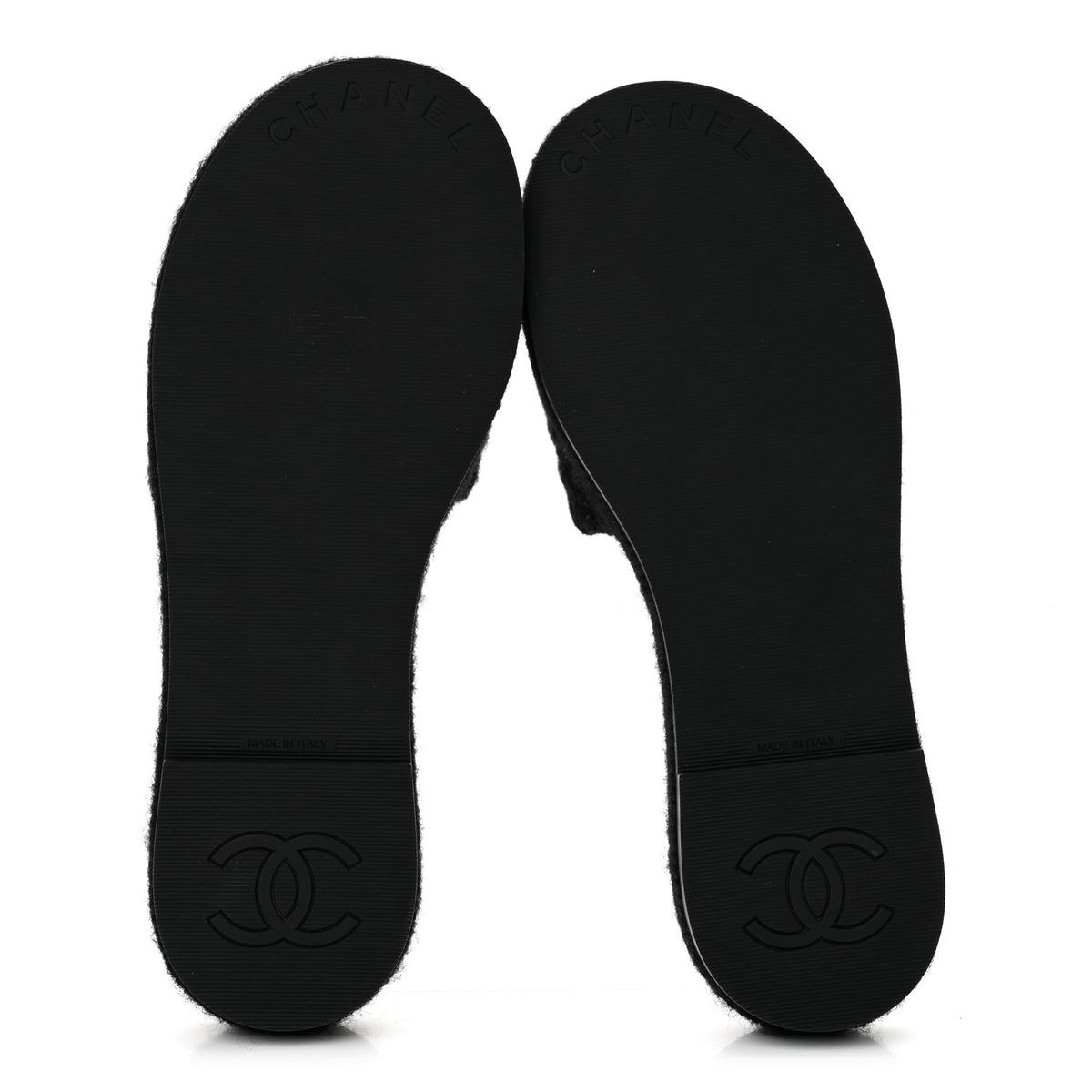 Wool Alpaca Chain CC Slide Sandals 36 Black