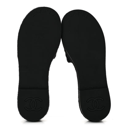 Chanel Wool Alpaca Chain CC Slide Sandals 36 Black 6 of 11