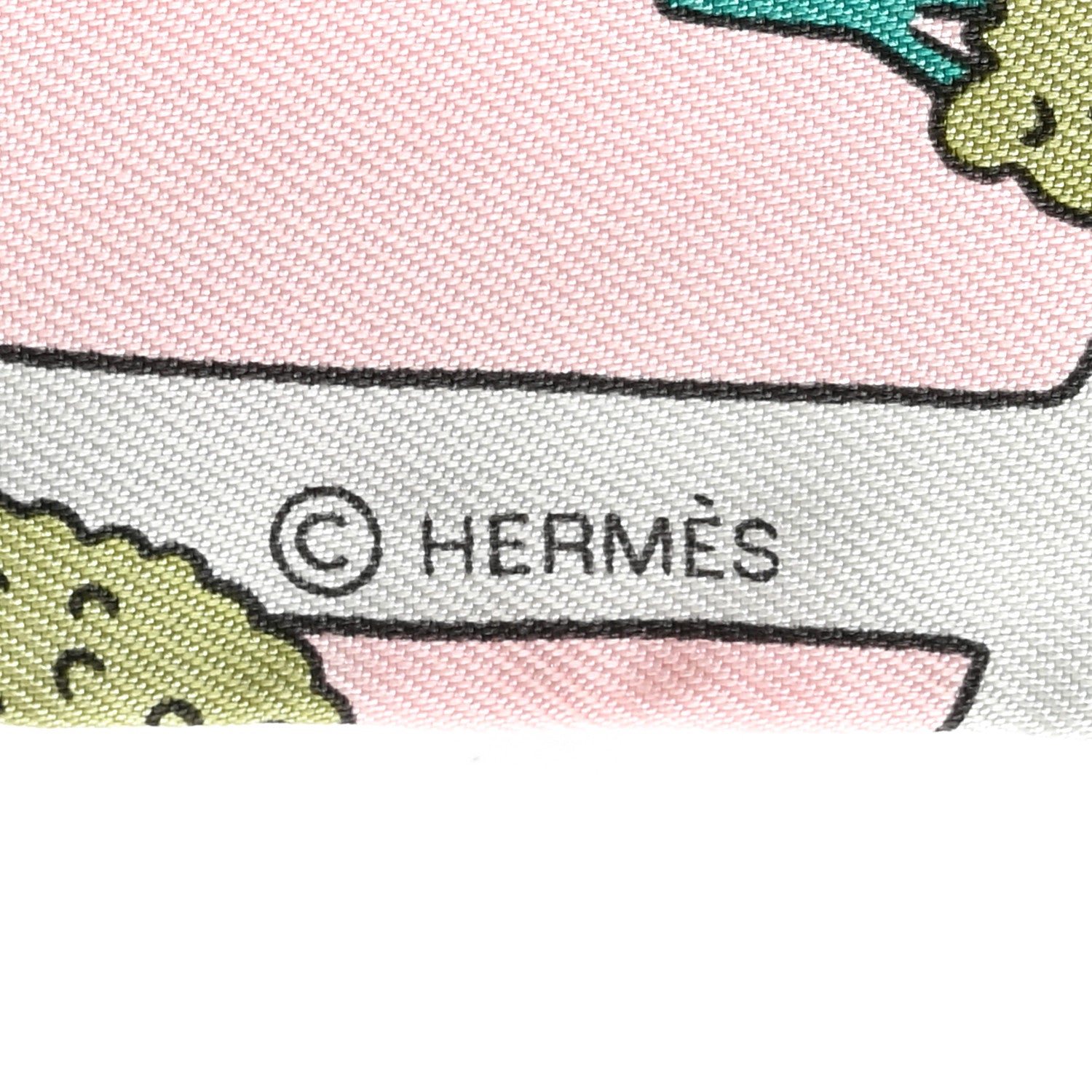 Hermes Silk Les Nouveaux Amoureux de Paris Twilly Rose Pale Vert Rose 3 of 4
