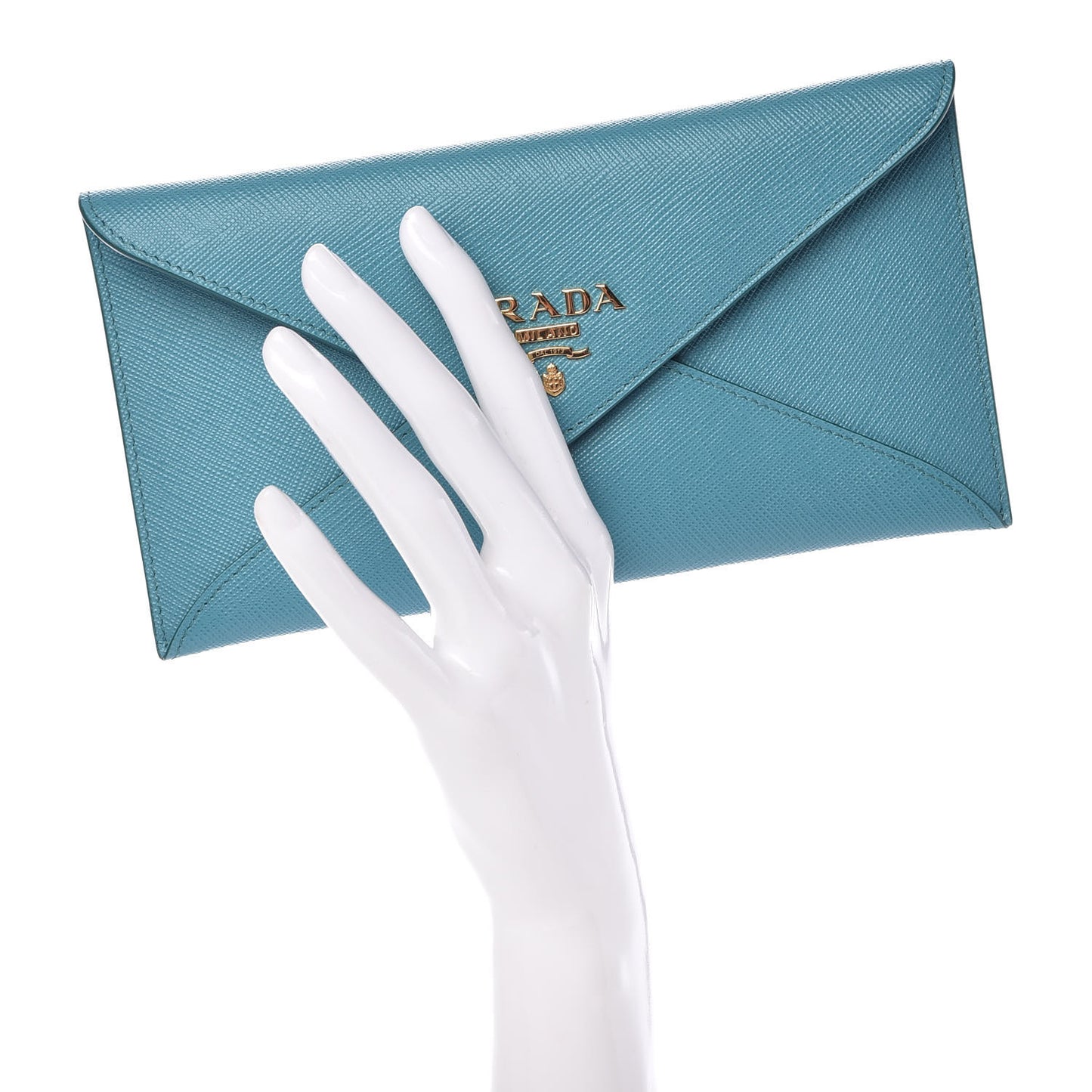 Saffiano Metal Envelope Wallet Turchese