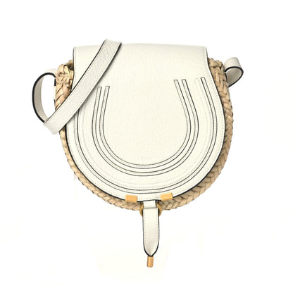 Chloe Raffia Small Grain Calfskin Small Marcie Basket Crossbody White 1 of 9