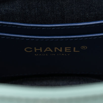 Chanel Lambskin Resin Elegant Chain Vanity Case Light Blue 6 of 10