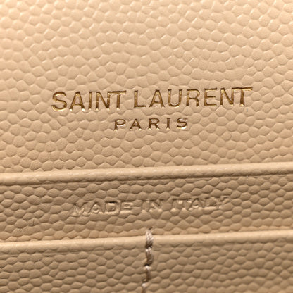Saint Laurent Grain De Poudre Matelasse Chevron Monogram Envelope Chain Wallet Nude Powder 7 of 12
