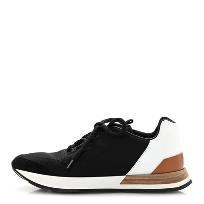 Hermes Technical Canvas Womens Miles Sneakers 35.5 Black White 1 of 12