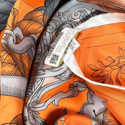 Hermes Silk Double Face Della Cavalleria Fine Scarf 90 Orange Bleu Jean 5 of 5