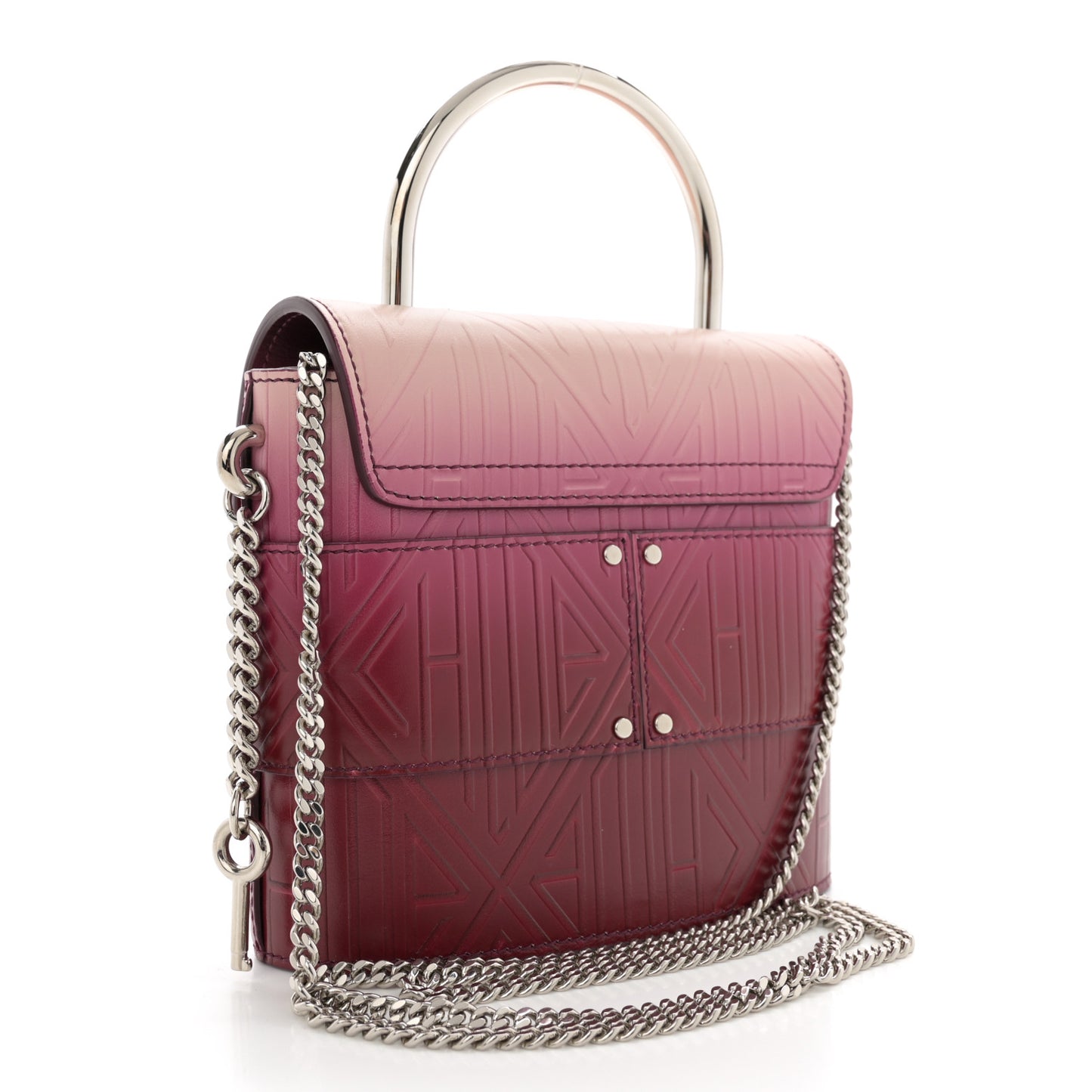 Calfskin Embossed Small Aby Lock Brown Purple
