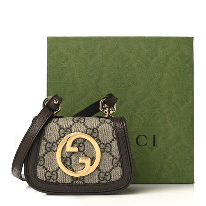 Gucci GG Supreme Monogram Textured Dollar Calfskin Blondie Card Case Wallet with Strap Beige Ebony New Acero 10 of 10
