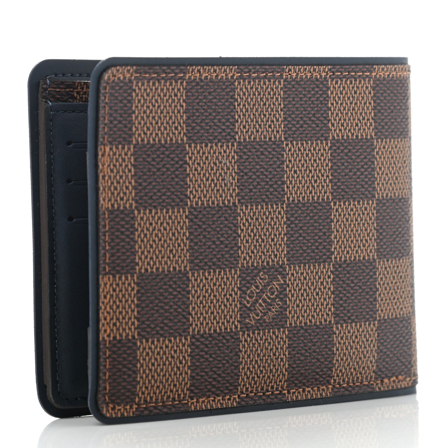 Damier Ebene Calfskin Multiple Wallet Blue